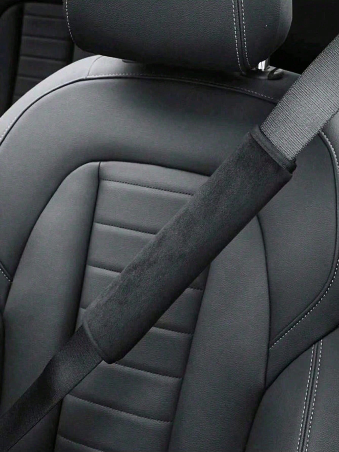 2PCS Car Plush, Faux Leather, Rhinestone, Seat Belt Shoulder Pads, Car Seat Belt Covers, Universal Creative Car Seat Belt Pads, Women's Car Accessories