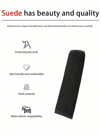 2PCS Car Plush, Faux Leather, Rhinestone, Seat Belt Shoulder Pads, Car Seat Belt Covers, Universal Creative Car Seat Belt Pads, Women's Car Accessories