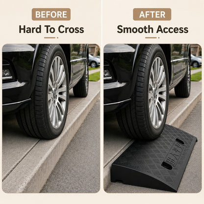 2pcs Car Sidewalk Ramp- Portable Ramp, Heavy Duty PE Portable Car Curb Ramp With Non-Slip Traction Surface For Sidewalk