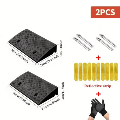 2pcs Car Sidewalk Ramp- Portable Ramp, Heavy Duty PE Portable Car Curb Ramp With Non-Slip Traction Surface For Sidewalk