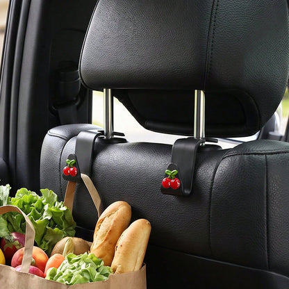 2pcs Cherry Resin Car Seat Hooks Hidden Backrest Hooks Multifunctional Creative Small Hooks