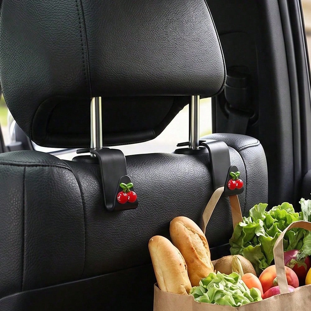 2pcs Cherry Resin Car Seat Hooks Hidden Backrest Hooks Multifunctional Creative Small Hooks