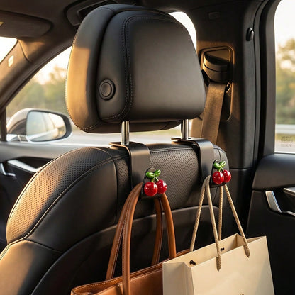 2pcs Cherry Resin Car Seat Hooks Hidden Backrest Hooks Multifunctional Creative Small Hooks