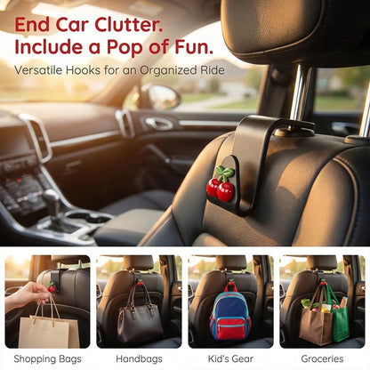 2pcs Cherry Resin Car Seat Hooks Hidden Backrest Hooks Multifunctional Creative Small Hooks