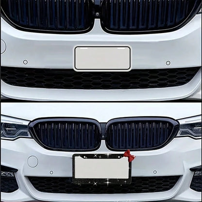 2PCS Diamond Rhinestone License Plate Frame, Sparkling Stainless Steel With Bow Decoration, Women's Exclusive Car Accessories, Luxury Black Crystal Design, Fashion Accessories, Fashion Auto Decor, Bir