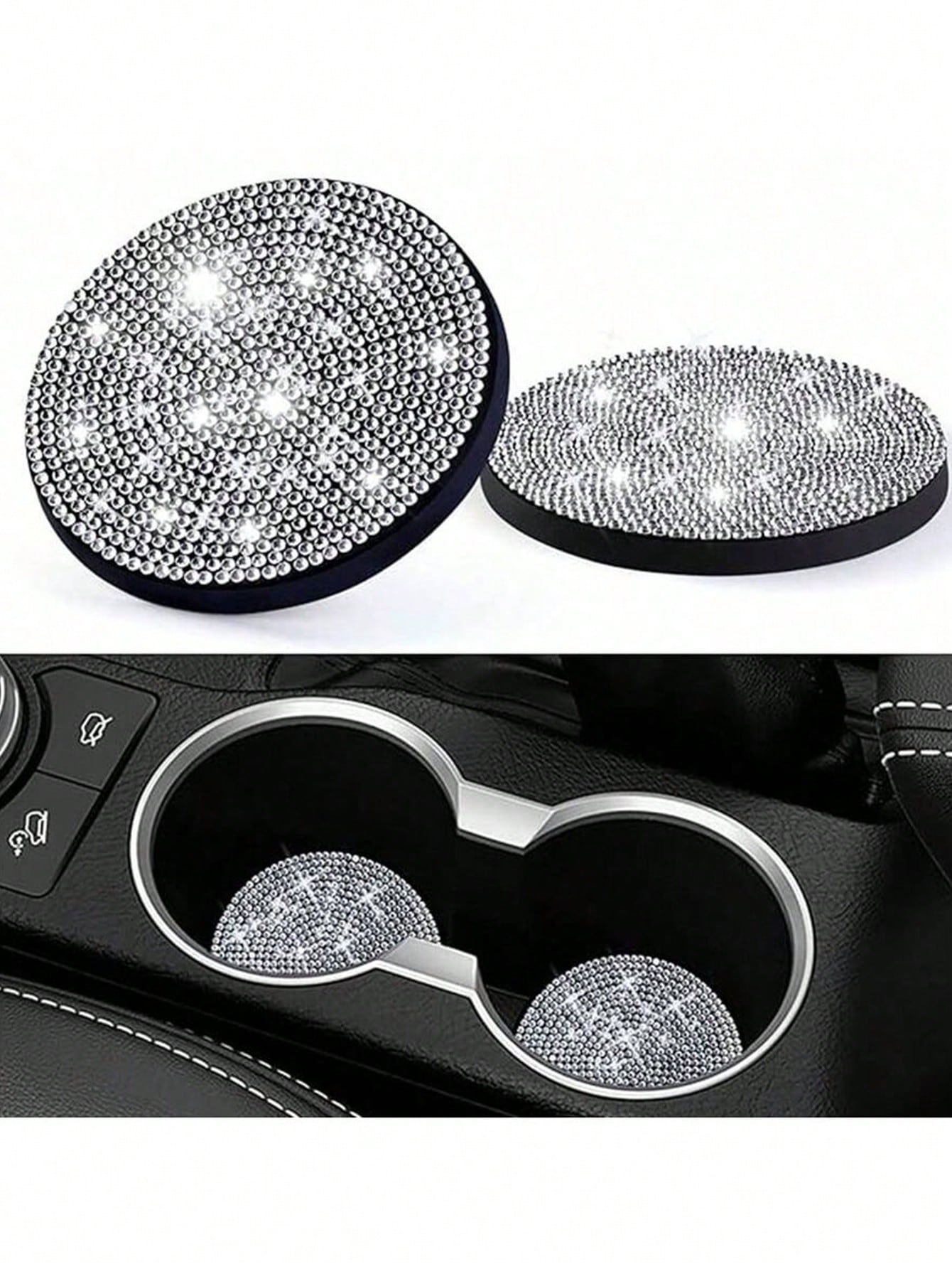 2pcs Elegant Sparkling Car Non-Slip Coasters