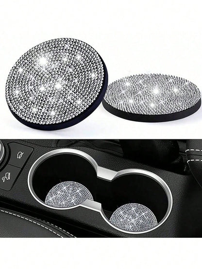 2pcs Elegant Sparkling Car Non-Slip Coasters