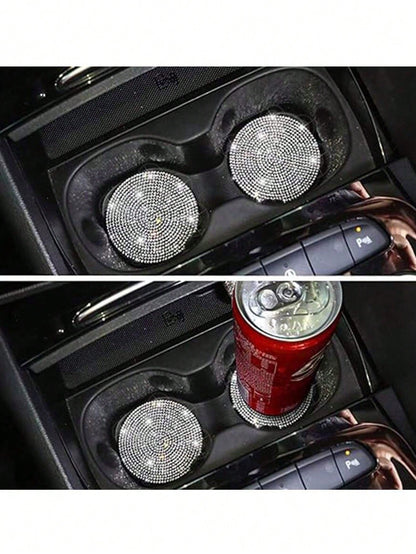 2pcs Elegant Sparkling Car Non-Slip Coasters