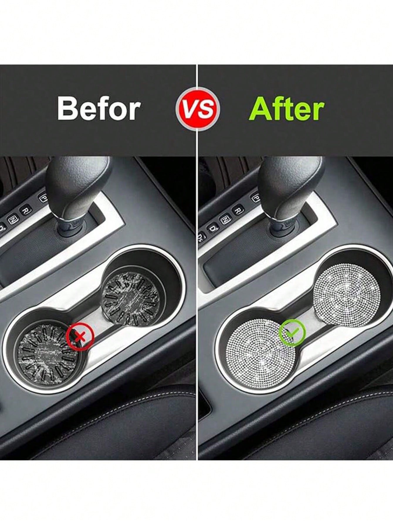 2pcs Elegant Sparkling Car Non-Slip Coasters