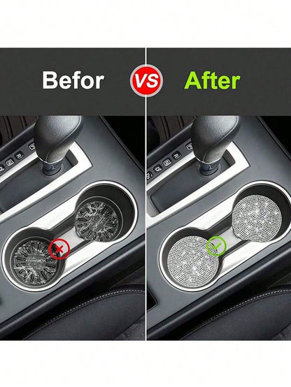 2pcs Elegant Sparkling Car Non-Slip Coasters