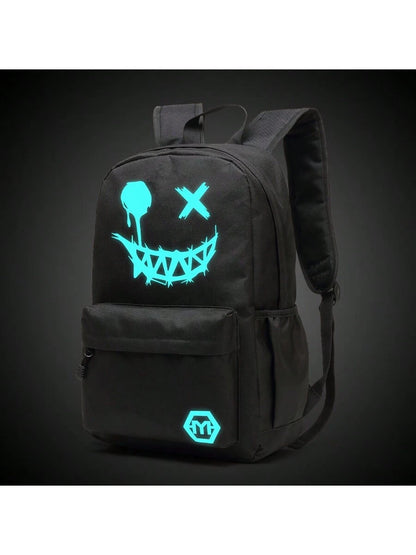 2pcs Fluorescence Night Backpack Set For Men, 2pcs Minimalist Stylish Cartoon Pattern Backpack Set With Chest Pack, Suitable For School, For Men, Boys Men Gifts For Men Student Fall Travel Christmas W