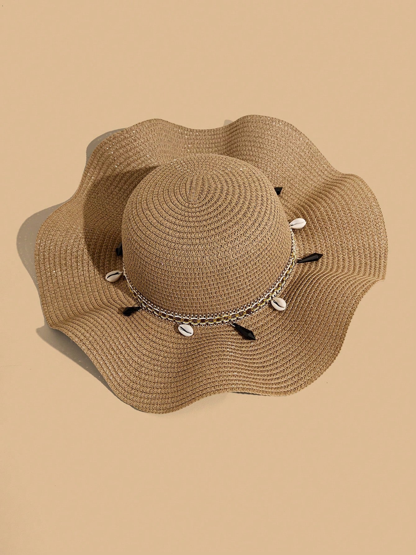2pcs Gusure Bag Set: Bohemian Style UV Protection Straw Hat And Crossbody Bag, Wavy Fringe Decor Beach Sun Hat And Woven Crossbody Bag Set, Best Mother's Day Gift Idea, Mom Essentials, Outdoor Mom Bag