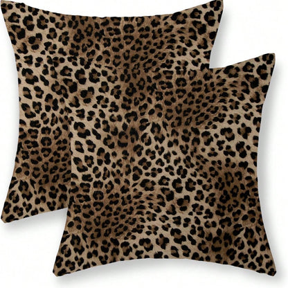 2pcs Leopard Print Pillow Covers, Soft & Comfortable Leopard Pillowcases, Animal Skin Leopard Print, Modern Decorative Throw Pillow Covers, Cabin Decor, Sofa Room Cushion Covers (16x16 Inch, 18x18 Inc