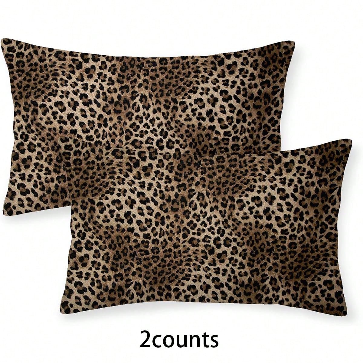 2pcs Leopard Print Pillow Covers, Soft & Comfortable Leopard Pillowcases, Animal Skin Leopard Print, Modern Decorative Throw Pillow Covers, Cabin Decor, Sofa Room Cushion Covers (16x16 Inch, 18x18 Inc