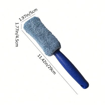 2Pcs Long Handle Tire Brush, Car Wheel Rim Cleaning Scrubber, Microfiber Auto Detailing Brush For Rims, Engine, Exhaust, Motorcycle, Bicycle, Truck SUV, Car Care Supplies, Garage Cleaning Tools