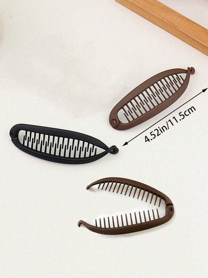 2pcs Matte Wavy Hair Clips, Beach Party Ponytail Clips, Bun Maker, Banana Hair Clips Hair Accessories