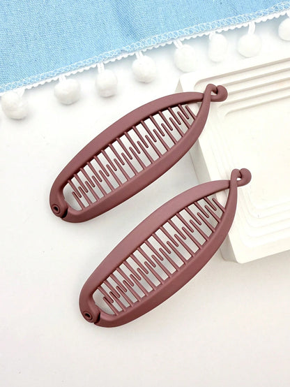 2pcs Matte Wavy Hair Clips, Beach Party Ponytail Clips, Bun Maker, Banana Hair Clips Hair Accessories
