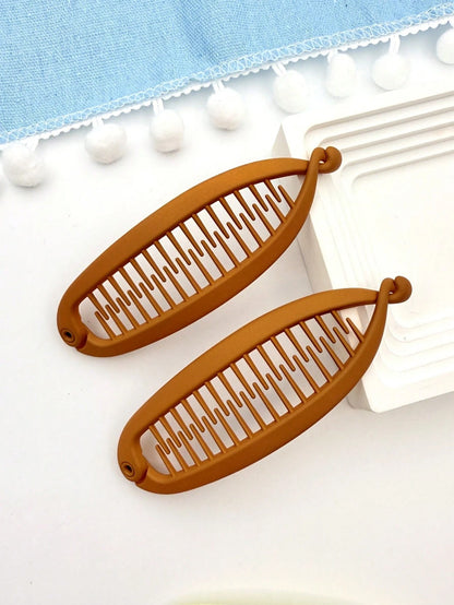 2pcs Matte Wavy Hair Clips, Beach Party Ponytail Clips, Bun Maker, Banana Hair Clips Hair Accessories