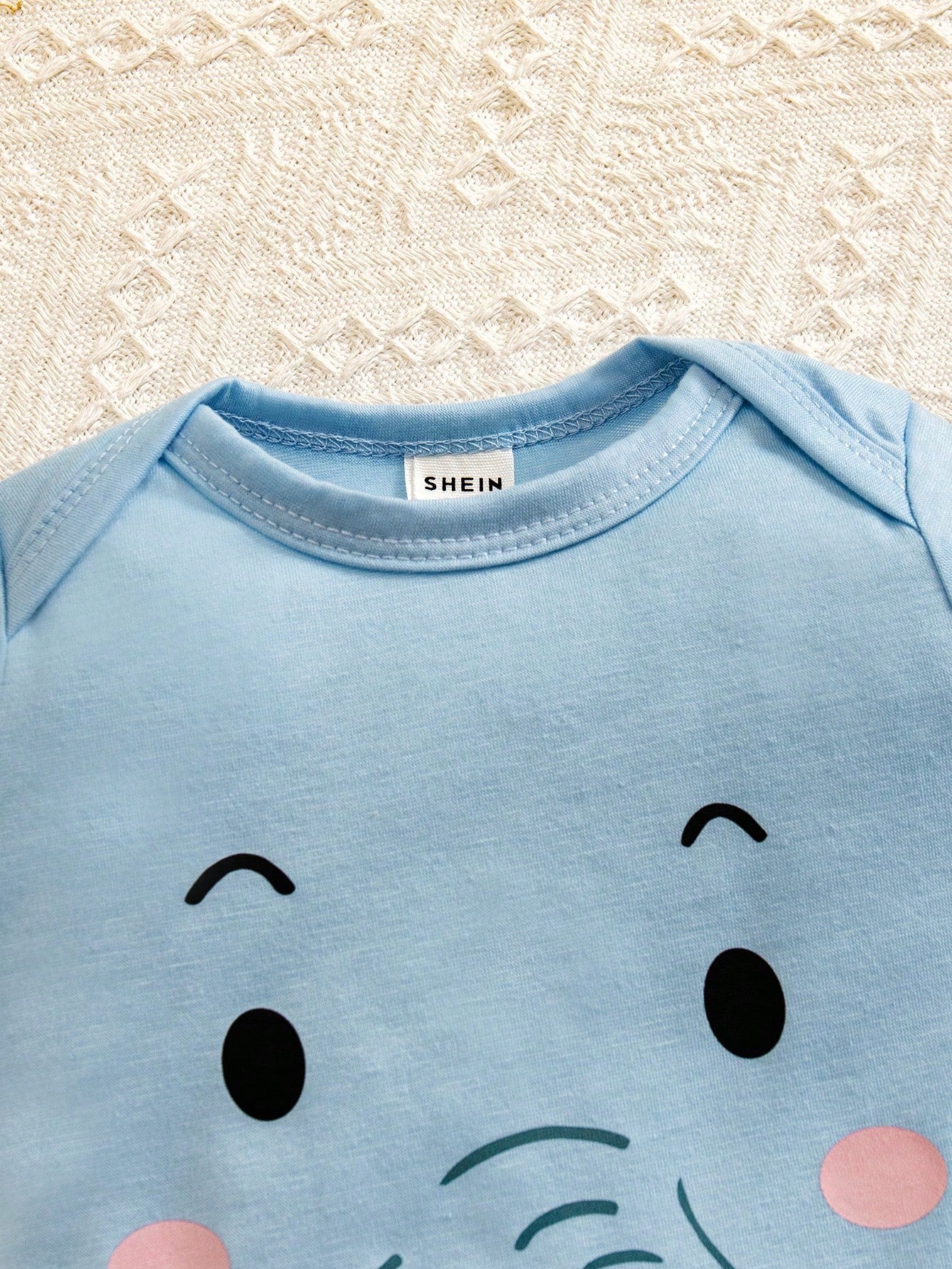 2pcs Newborn Short Sleeve Outfit Blue And White Striped Summer Casual Cute Family Matching Romper Shorts Elephant Print Soft Comfortable Clothes