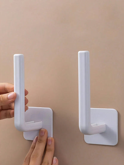 2pcs No Drill Children Room L-Shaped Storage Rack, Plastic Wall Mount Hat Rack, Non-Adhesive L-Shaped Wall Hanging Hook, Wall Mounted Storage Hook, Hat Hanging Storage Rack, Multi-Functional Bracket H