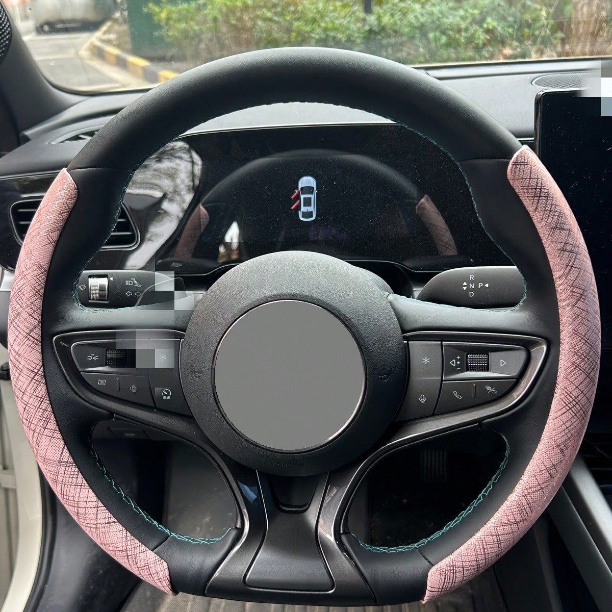 2pcs Personalized Non-Slip Steering Wheel Cover- Faux Gold Silk Fabric Pattern + Easy Installation + No Inner Ring, For Car/MPV/SUV/RV/Pickup/Van/D-Shape/O-Shape/Round Steering Wheel