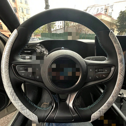 2pcs Personalized Non-Slip Steering Wheel Cover- Faux Gold Silk Fabric Pattern + Easy Installation + No Inner Ring, For Car/MPV/SUV/RV/Pickup/Van/D-Shape/O-Shape/Round Steering Wheel