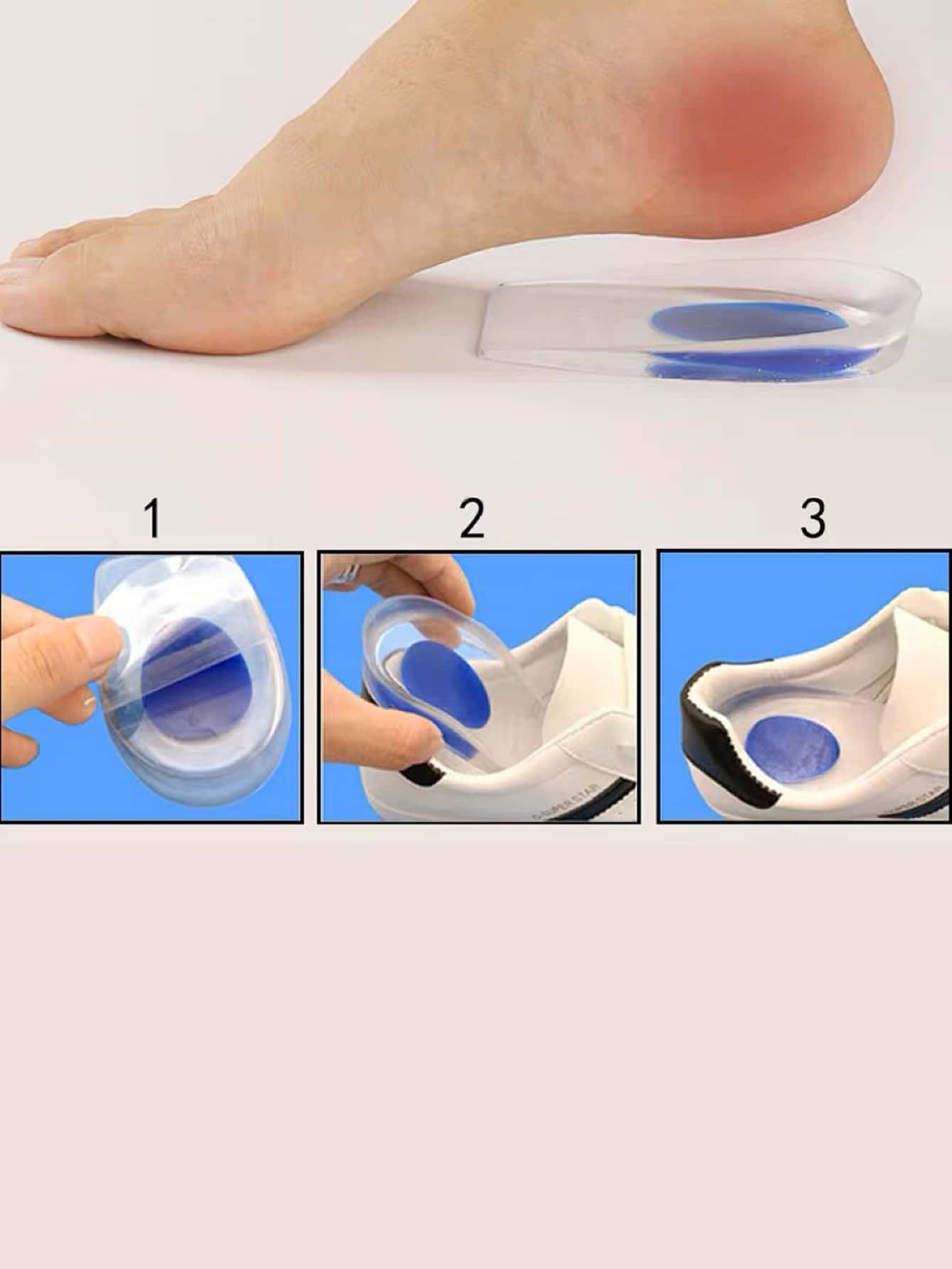 2pcs PU Silicone Heel Cups Heel Protectors Shock Absorbing Insoles For Sports Shoes