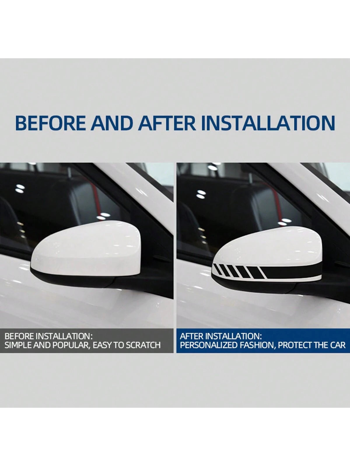 2pcs Rear View Mirror Stickers Universal Car Styling PET Sticker Rearview Mirror Decoration Decal Stripe Car Accessories