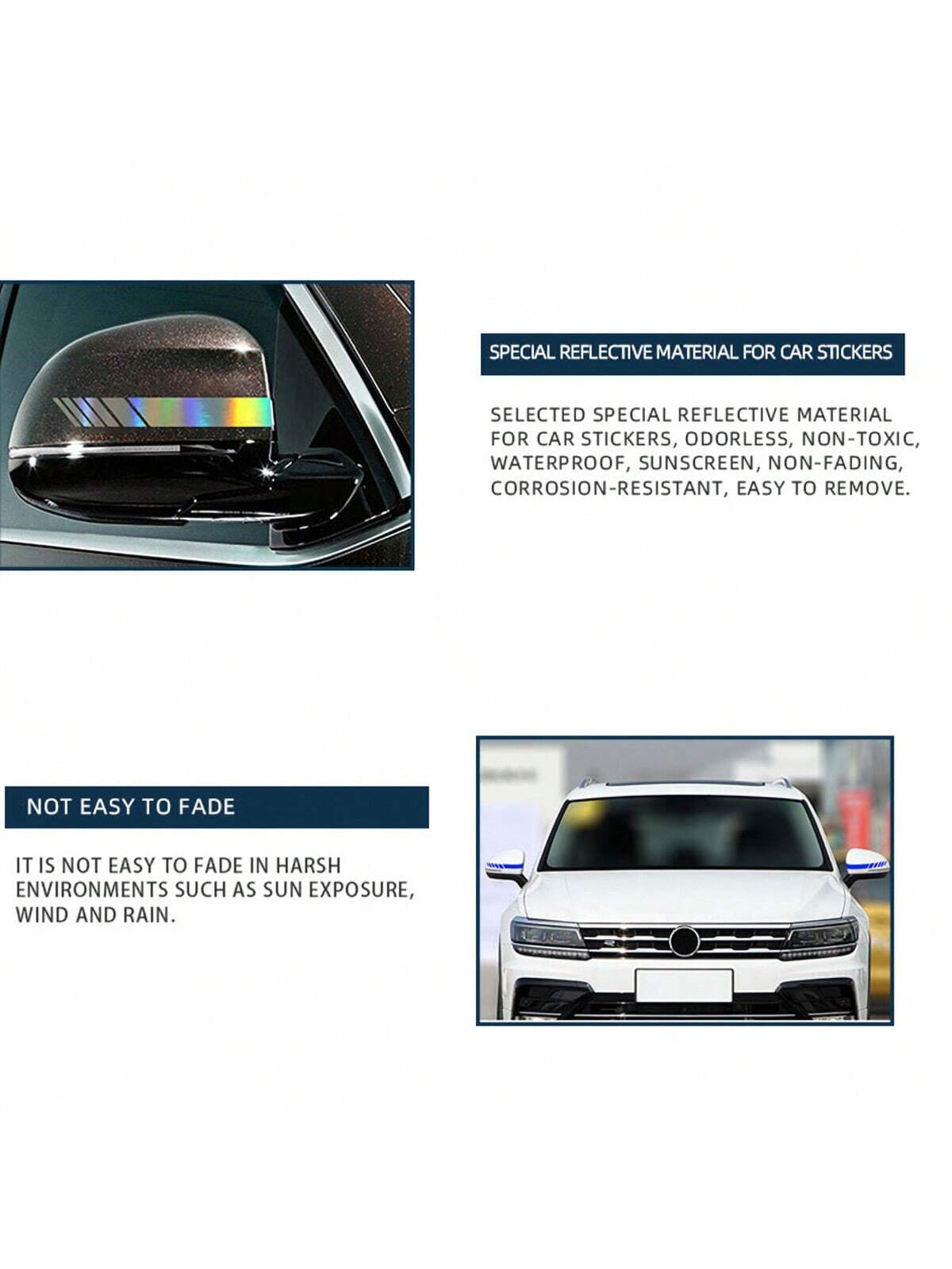 2pcs Rear View Mirror Stickers Universal Car Styling PET Sticker Rearview Mirror Decoration Decal Stripe Car Accessories