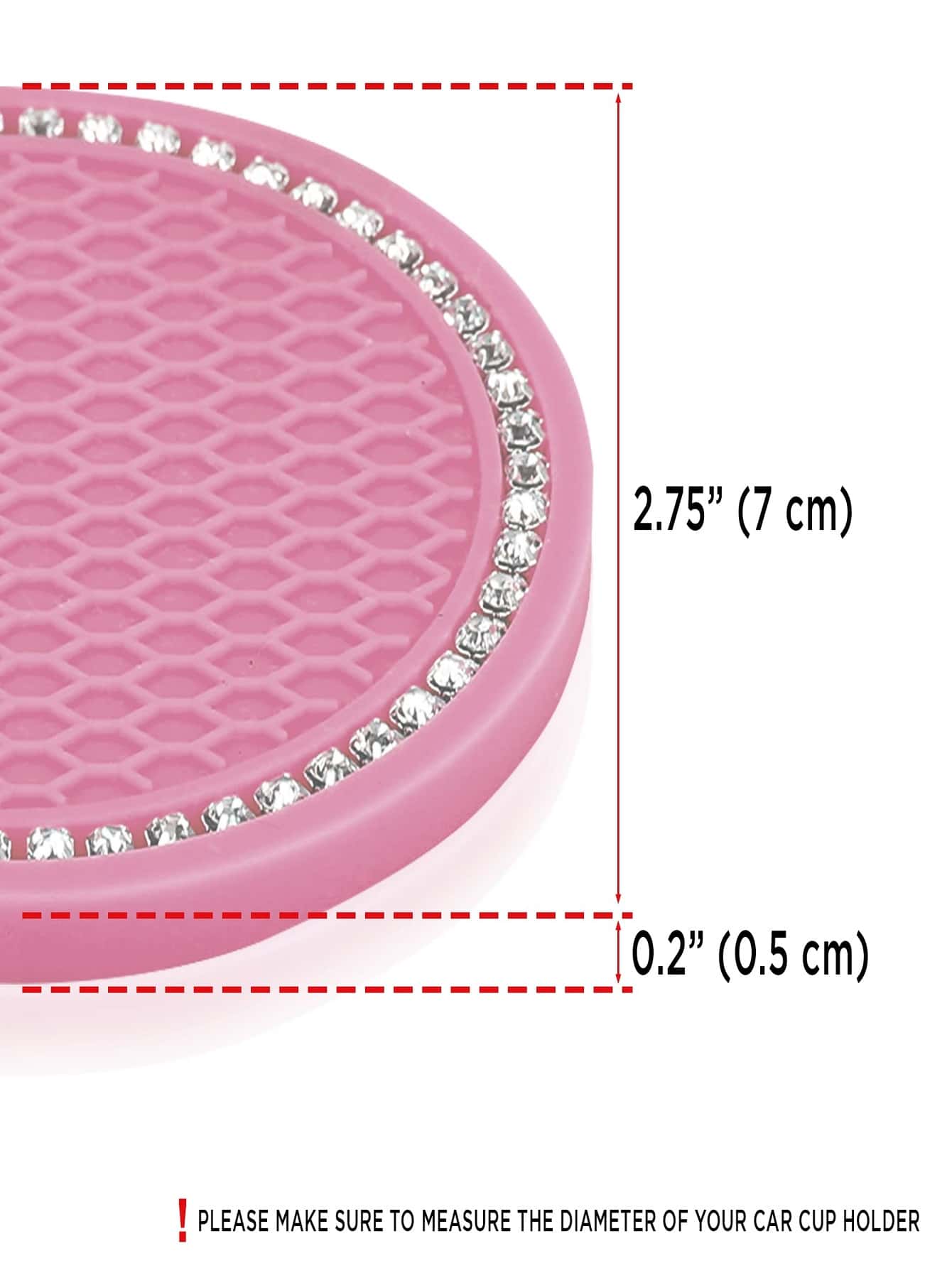 2PCS Rhinestone Studded Car Cup Holder Coasters, Highly Attractive Anti-Slip Silent Heat-Resistant Cup Holders, Essential Car Interior Accessory