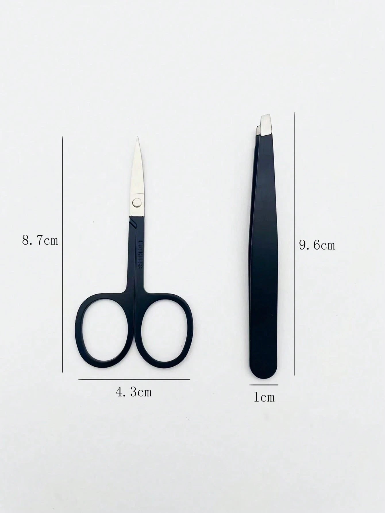 2pcs/Set, 1 Black Eyebrow Scissors + 1 Black Eyebrow Tweezer, Eyebrow Grooming Kit, Beauty Tools, Suitable For Home And Commercial Use, Travel Friendly, Distribution, Gift For Girls, Home Decor, Vanit