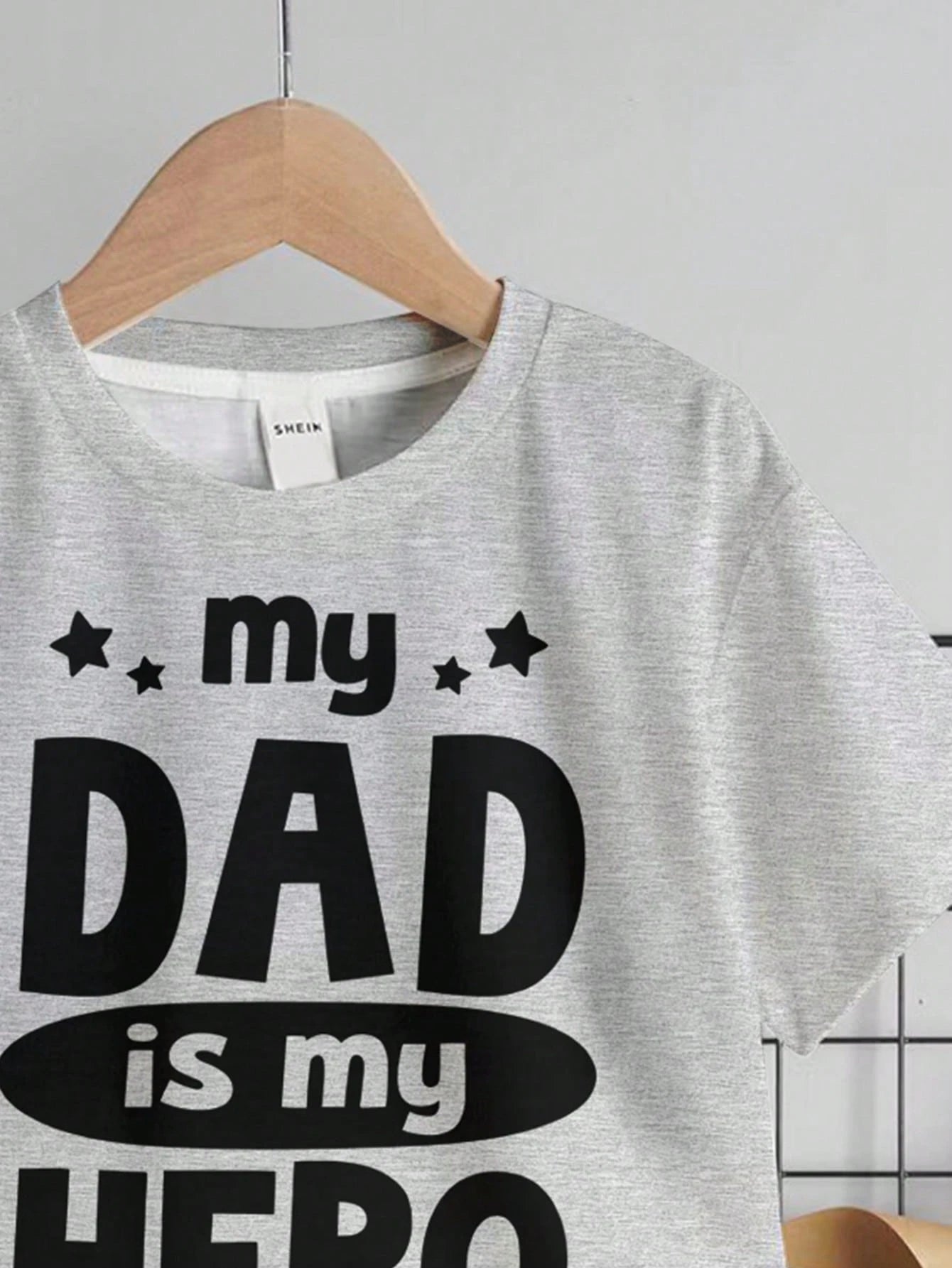 2pcs/Set Baby Boy Black Summer Casual Cute Family Matching,Minimalist Round Neck Short Sleeve T-Shirt And Shorts Set,""Dad Hero"" Slogan Graphic Print