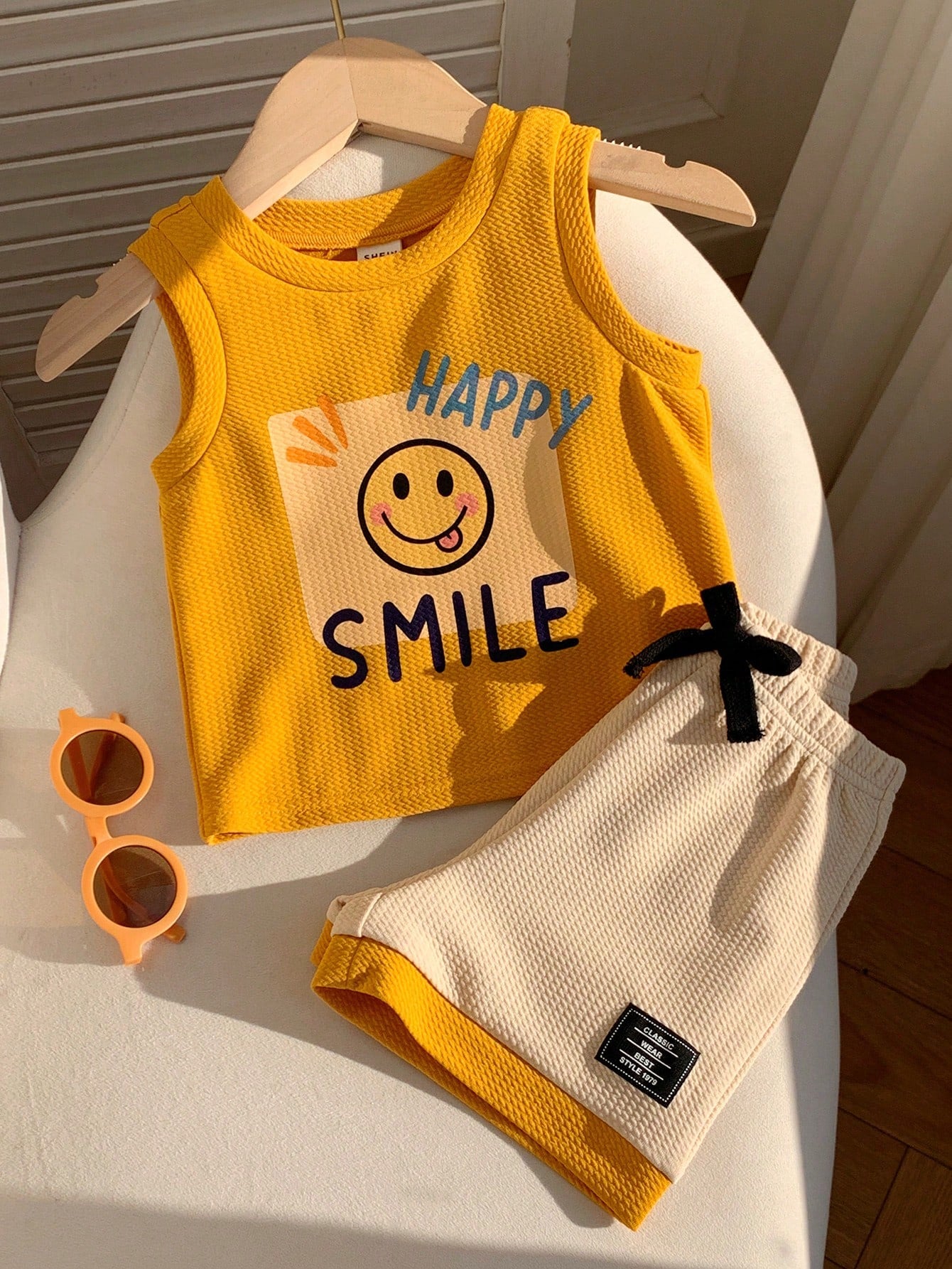 2pcs/Set Baby Boy Summer Casual Cute Cartoon Bear Pattern Hooded Vest&Shorts Set,Kids Outfit For Outfits Toddler Clothes