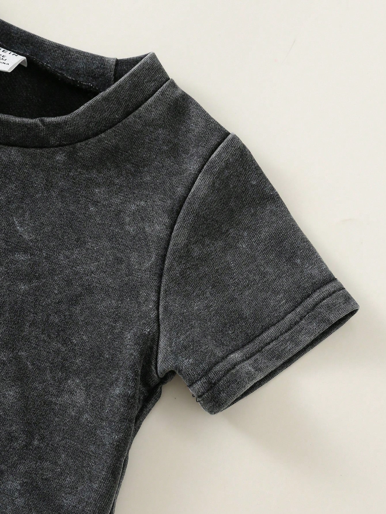 2pcs/Set Baby Boy Summer Casual Street Style Denim Knit Top And Denim Shorts Set, Infant Boy Outfit, Denim Set, T-Shirt Set, Holiday Set, Summer Set, Racing Set