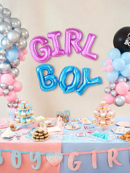 2pcs/Set Balloon Gender Reveal Party Decoration For Baby Shower, For Boy And Girl Baby Shower Family Decorations Gifts