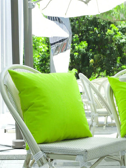 2pcs/Set Candy Color Outdoor Waterproof Throw Pillow Covers, Suitable For Garden, Pool, Patio Chair Cushions, Green