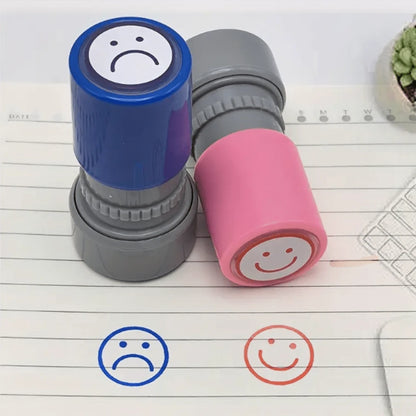 2pcs/Set Funny Smile/Frown Face Behavior Emotion Stamps- Teacher Office Stamps, Back To School Essentials