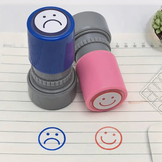2pcs/Set Funny Smile/Frown Face Behavior Emotion Stamps- Teacher Office Stamps, Back To School Essentials