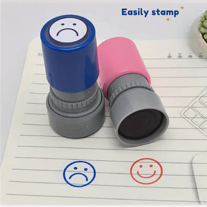 2pcs/Set Funny Smile/Frown Face Behavior Emotion Stamps- Teacher Office Stamps, Back To School Essentials