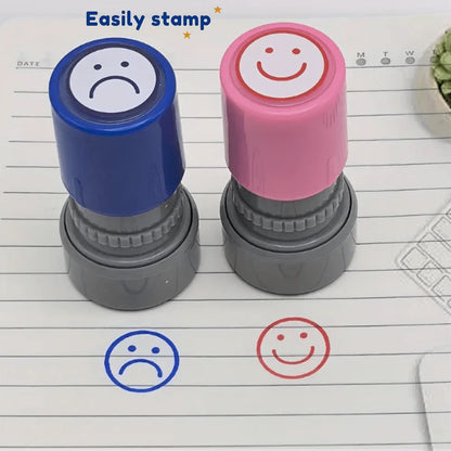 2pcs/Set Funny Smile/Frown Face Behavior Emotion Stamps- Teacher Office Stamps, Back To School Essentials