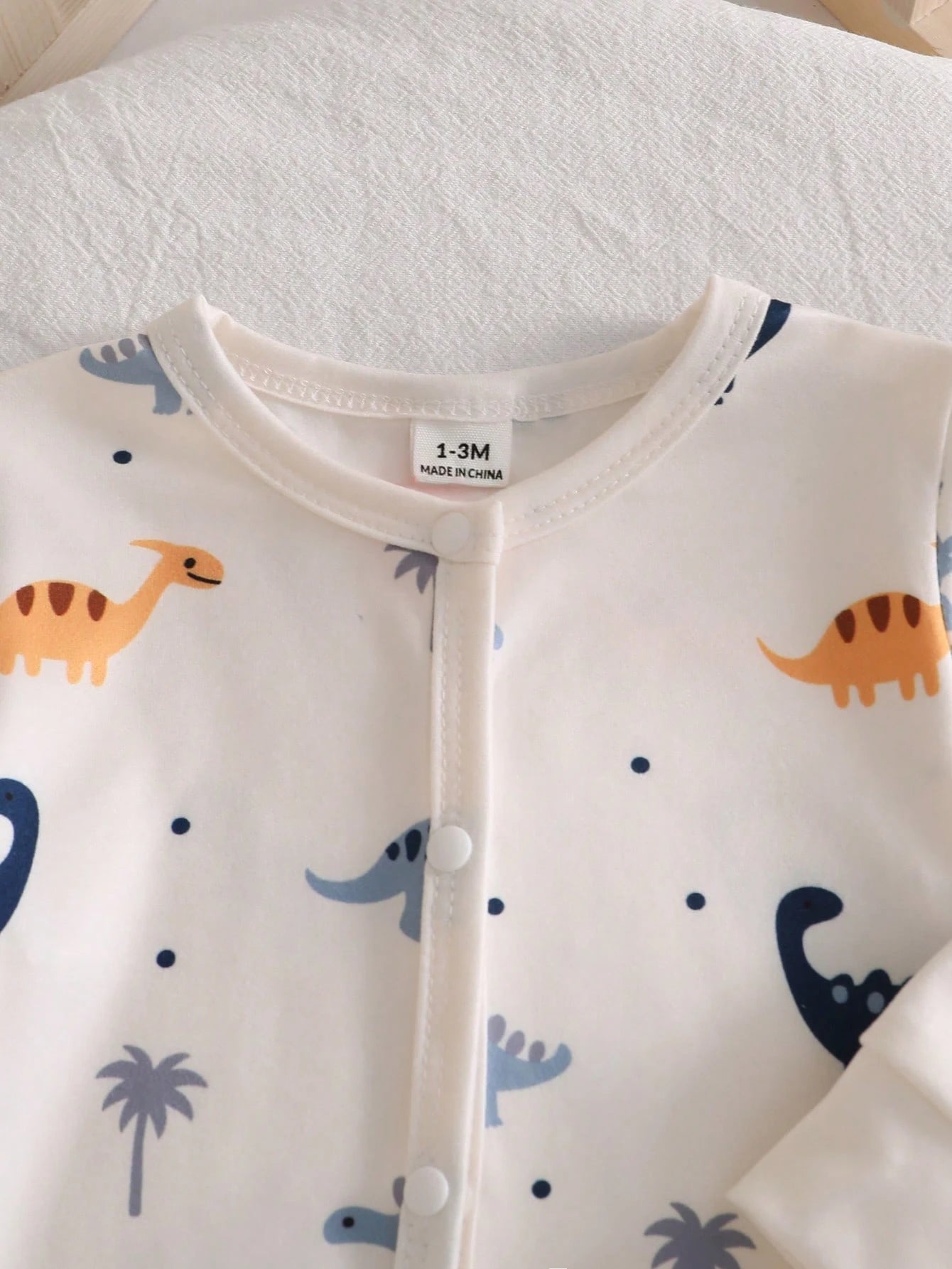 2pcs/Set Newborn Home Jumpsuit, Long Sleeve Off-White Soft Comfortable Autumn Cute Funny Graphic