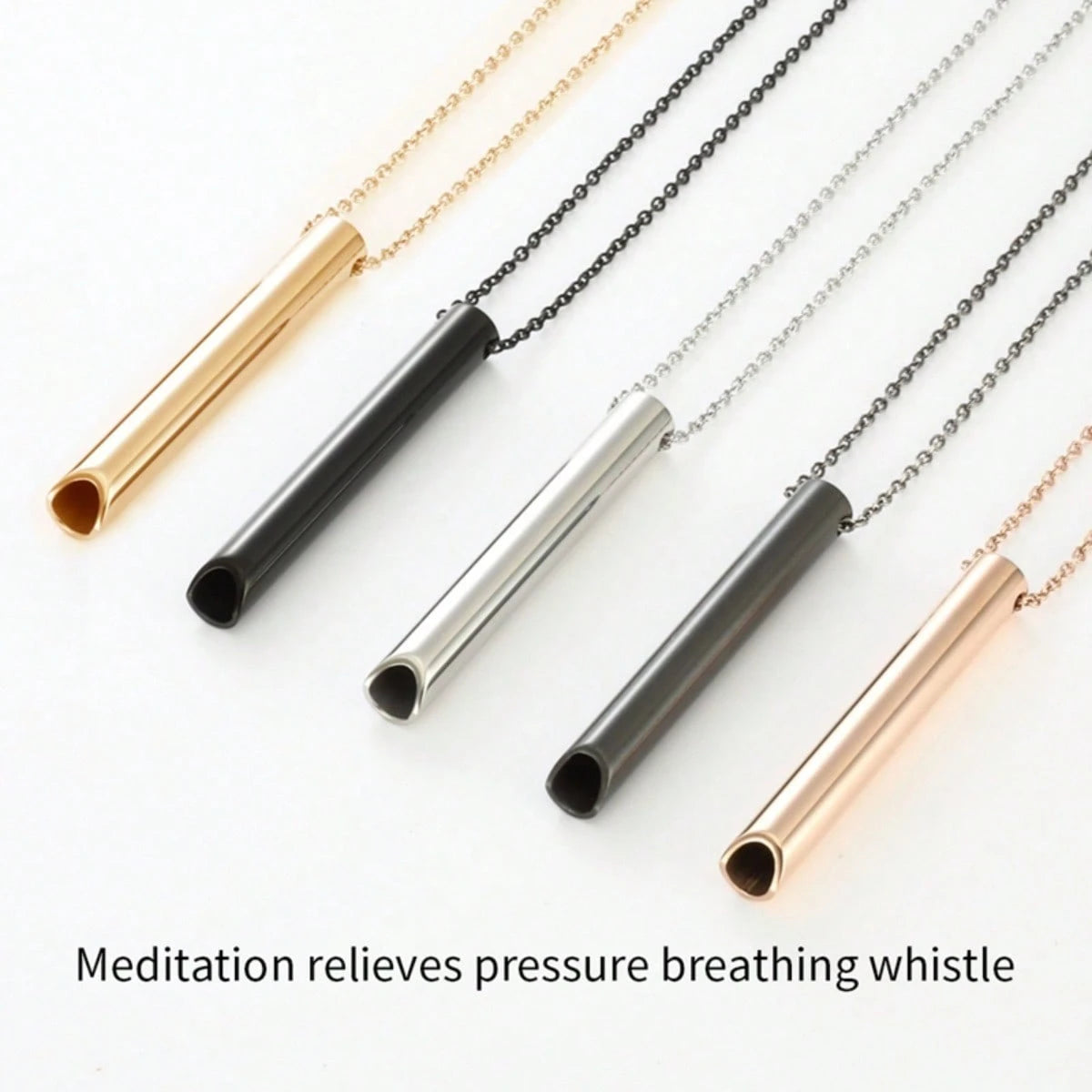 2pcs Stainless Steel Breathing Necklace, Relieve Anxiety, Meditation Jewelry With Quiet Breathing Tool, Suitable For Daily Wear, Also A Perfect Gift For Women