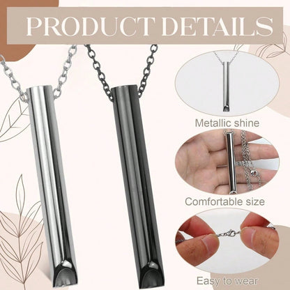 2pcs Stainless Steel Breathing Necklace, Relieve Anxiety, Meditation Jewelry With Quiet Breathing Tool, Suitable For Daily Wear, Also A Perfect Gift For Women