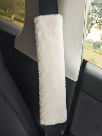2pcs Winter Warm Short Plush Shoulder Protection, Warm And Anti Strangulation Seat Belt Protective Cover,Car Accessories