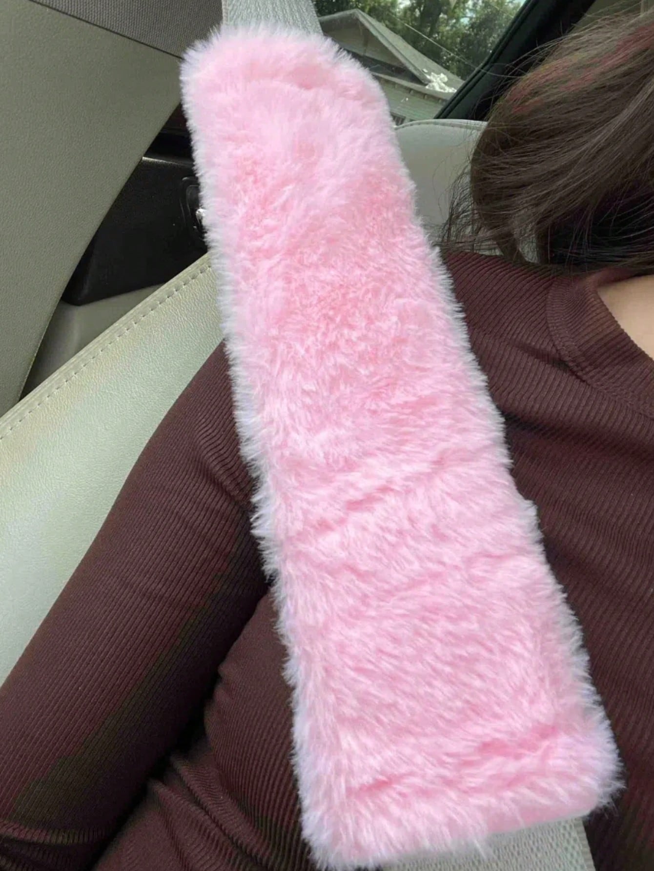 2pcs Winter Warm Short Plush Shoulder Protection, Warm And Anti Strangulation Seat Belt Protective Cover,Car Accessories