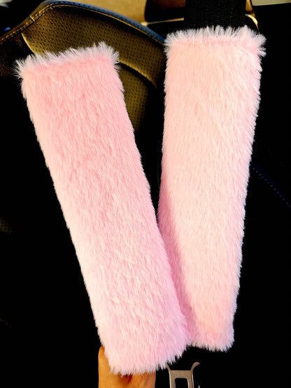2pcs Winter Warm Short Plush Shoulder Protection, Warm And Anti Strangulation Seat Belt Protective Cover,Car Accessories
