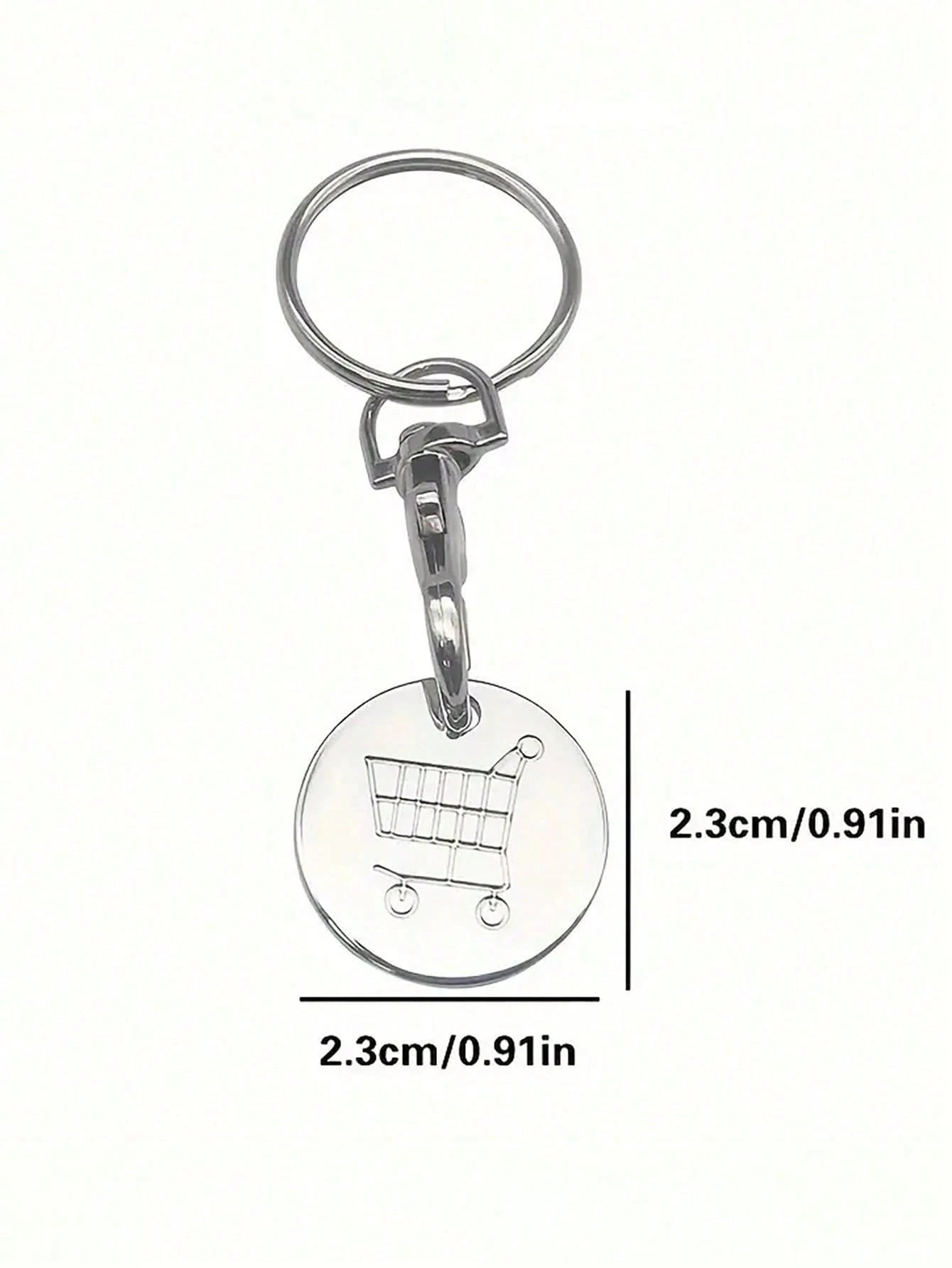 2pcs Women's Creative Shopping Cart Logo Keychain Stainless Steel Round Euro-American Supermarket Hand-Pushed Shopping Cart Coin Metal Token Key Chain Female Gift Bag Pendant Key Chain Charms Keyrings