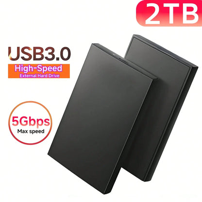 2TB High-Speed USB 3, 0 Portable External Hard Drive- Tool-Free Plug & Play, Large Capacity HDD With ExFAT File System, Fast Data Transfer For PC/Laptop/Office, Video/Music Backup, Stylish Black Desi