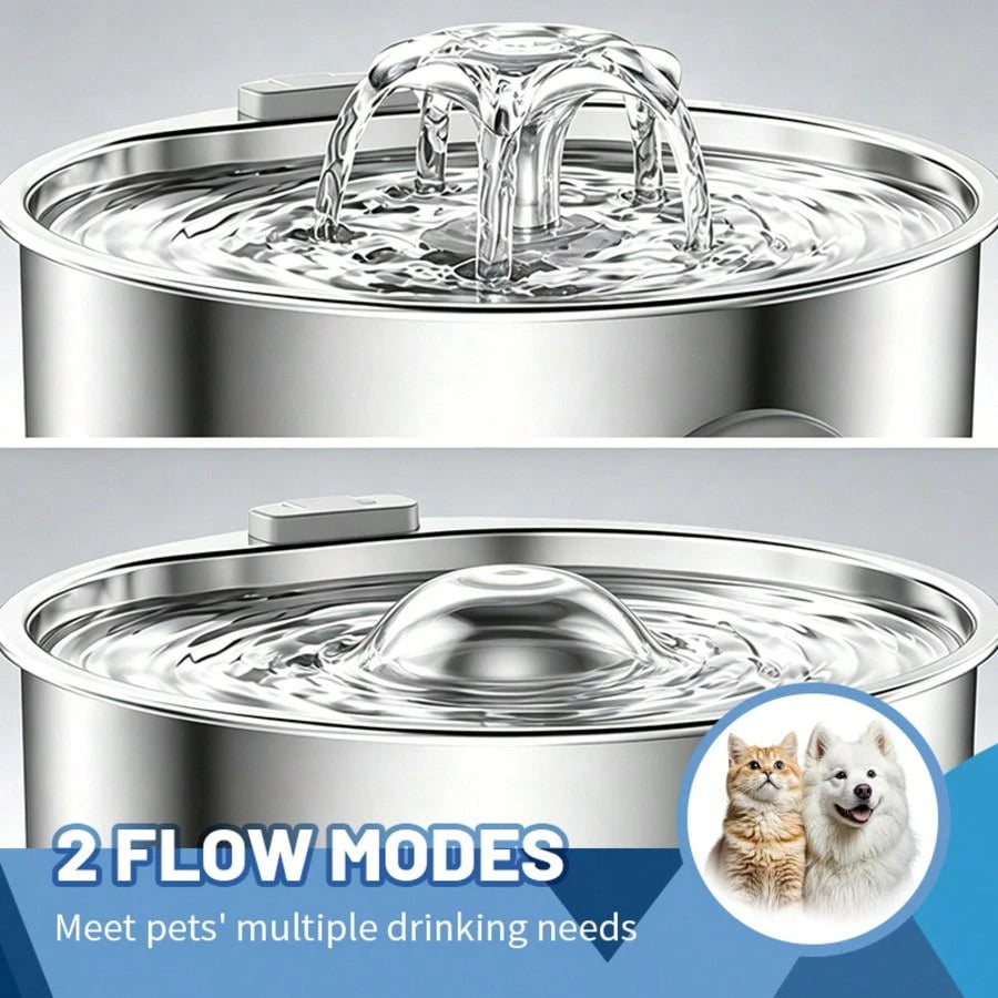 3.2L Stainless Steel Pet Water Fountain, Silent Pump Circulation Filter Cat Dog Water Dispenser, Easy Clean Automatic Water Feeder For Multi Pets No Battery Needed