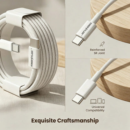 3.3ft/1m Nylon Braided USB-C To Type-C Fast Charging Data Cable, Compatible With IPhone 17/16/15/Pro/Pro, And Other Android Phones, Supports 60W~18W Fast Charging, Suitable For Indoor/Outdoor/Travel A
